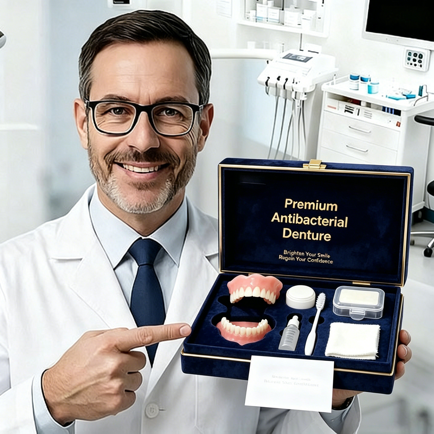 Advanced antibacterial dentures – naturally inhibit harmful bacteria and relieve oral discomfort.