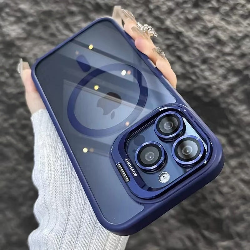 Magnetic Case For iPhone 17 Pro Max 16 15  +Camera Lens Protector & Built-in Metal Camera Ring Stand,Compatible with MagSafe,Shockproof Military-Grade Protection Acrylic Clear Phone Cover