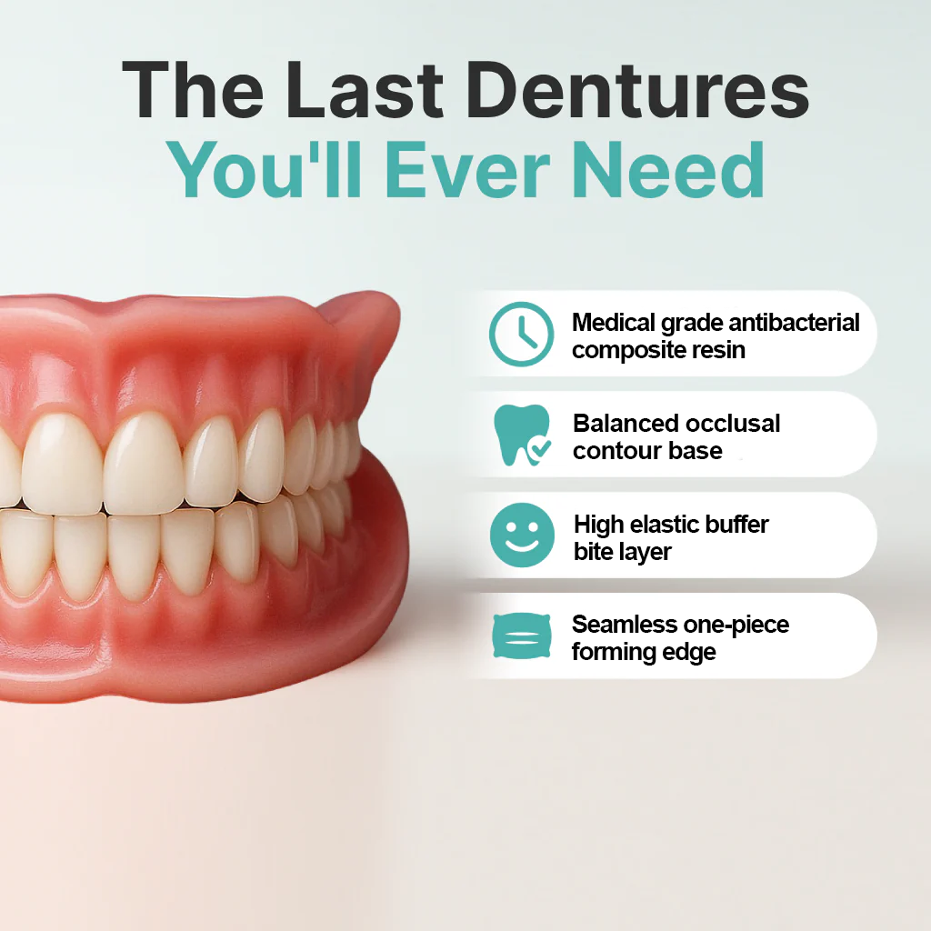 Advanced antibacterial dentures – naturally inhibit harmful bacteria and relieve oral discomfort.