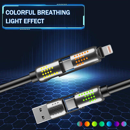 240W 4-in-1 USB-C Cable, PD 5A Fast Charging, Data Sync, USB-A, Type-C, Lightning,  Aluminum, Compatible with iPhone 16/15, iPad, Samsung, Laptops