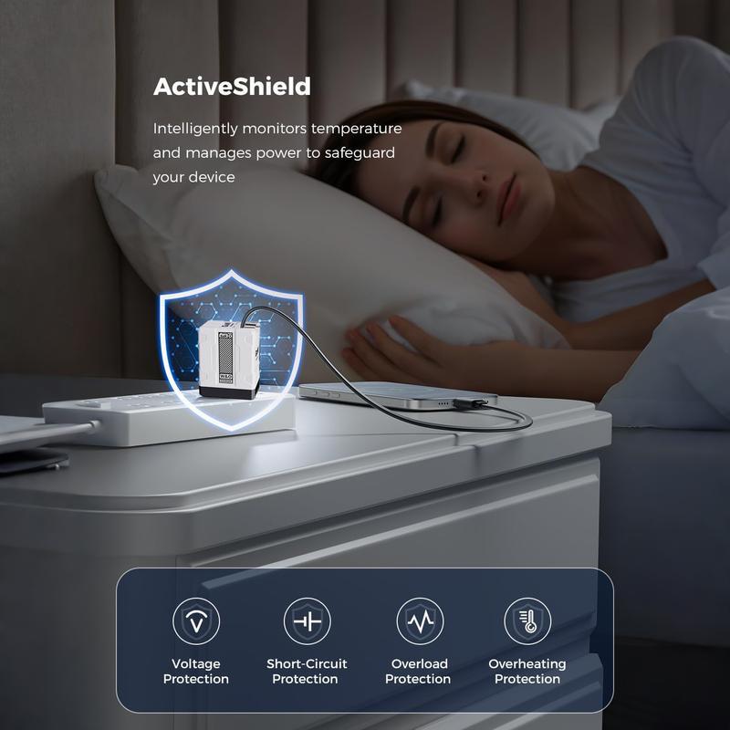 W&O 2pcs 4-in-1 Fast Charging Adapter Compatible with 120W | GaN Technology, Foldable Design, Type-C & Lightning Cables for iPhone, iPad, MacBook