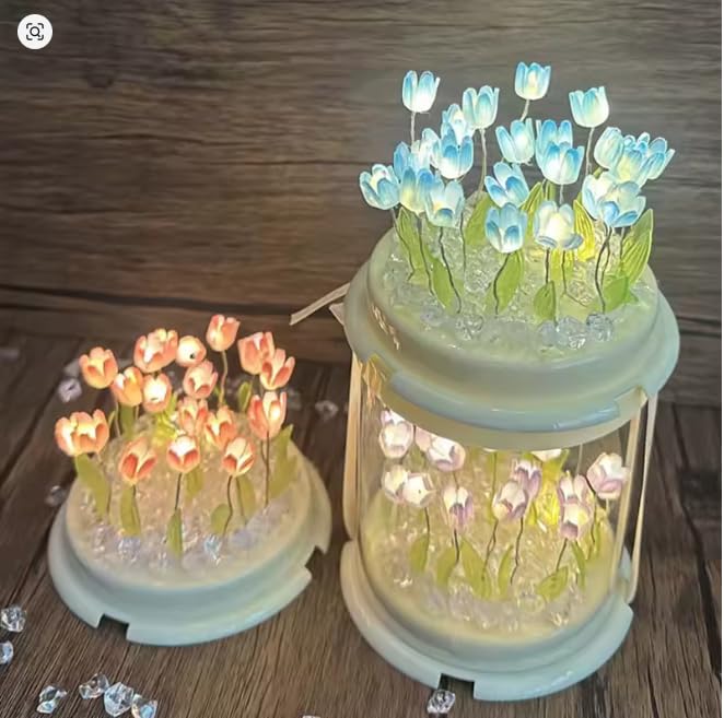 Tulip Mirror Night Light – Handmade Flower Lamp for Bedroom & Gifts