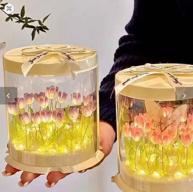 Tulip Mirror Night Light – Handmade Flower Lamp for Bedroom & Gifts