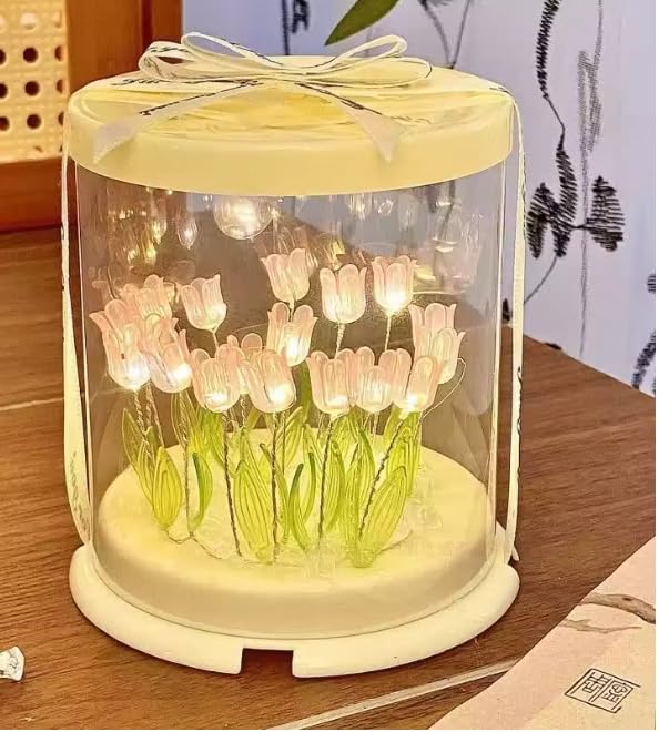 Tulip Mirror Night Light – Handmade Flower Lamp for Bedroom & Gifts