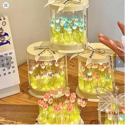 Tulip Mirror Night Light – Handmade Flower Lamp for Bedroom & Gifts