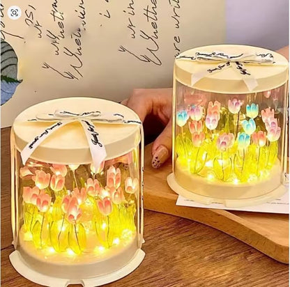 Tulip Mirror Night Light – Handmade Flower Lamp for Bedroom & Gifts