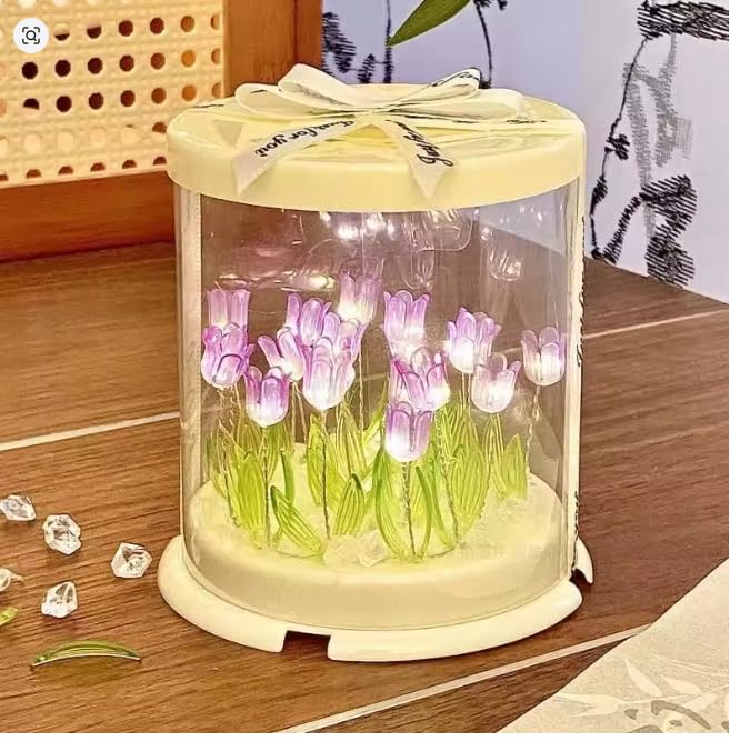 Tulip Mirror Night Light – Handmade Flower Lamp for Bedroom & Gifts