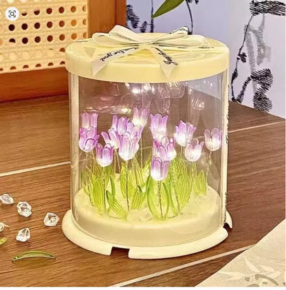 Tulip Mirror Night Light – Handmade Flower Lamp for Bedroom & Gifts