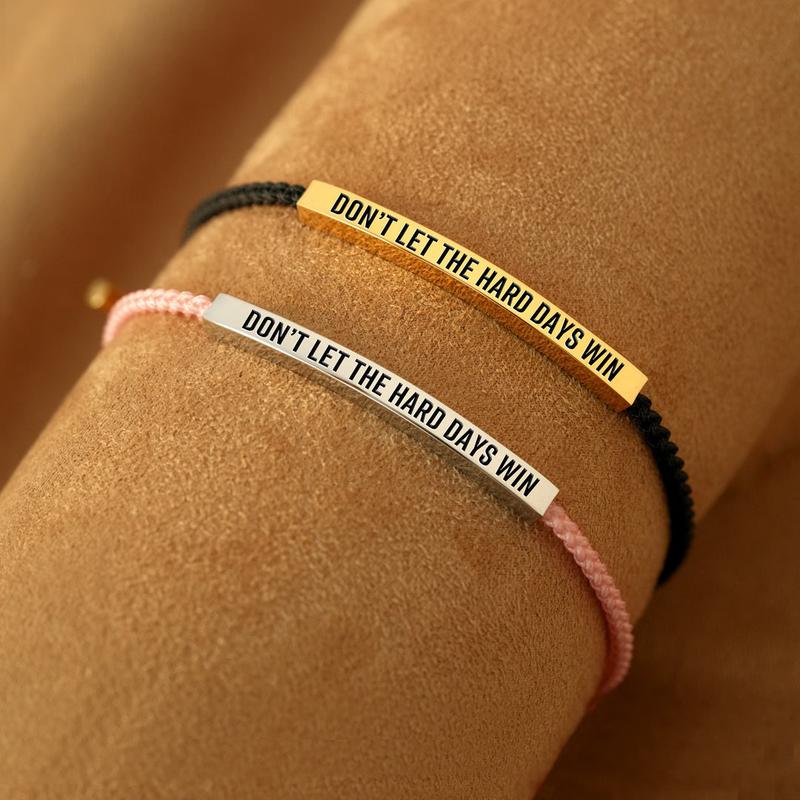 💝 Inspirational Quote Bracelet – “Don’t Let the Hard Days Win”, Perfect Gift for Family & Friends