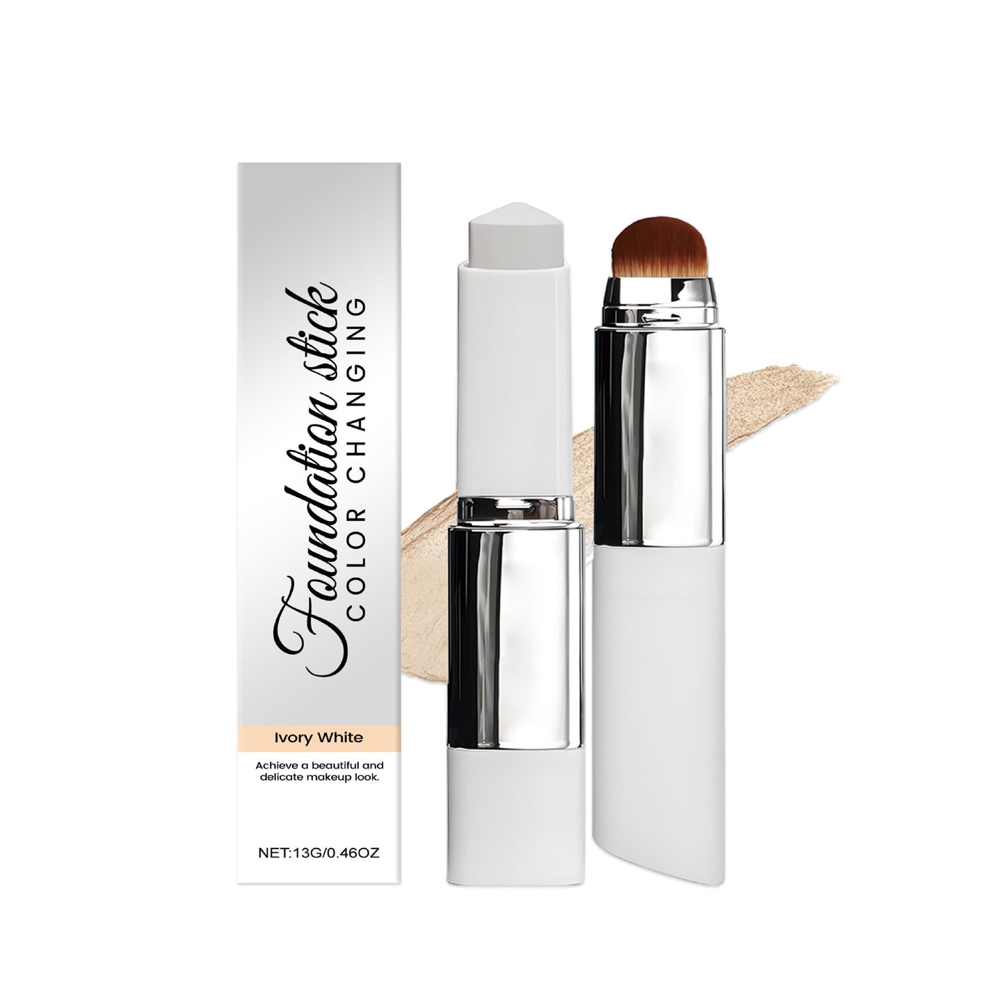 Korean Color-Changing Foundation with Detachable Brush - Full to Medium Coverage Base Makeup