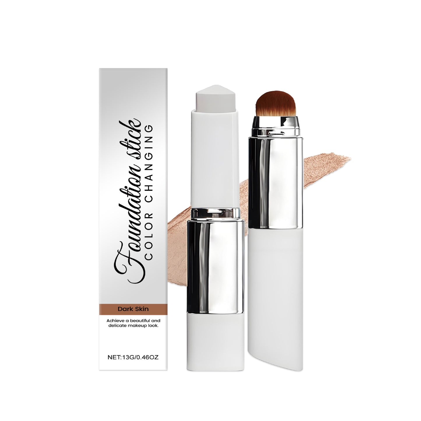 Korean Color-Changing Foundation with Detachable Brush - Full to Medium Coverage Base Makeup