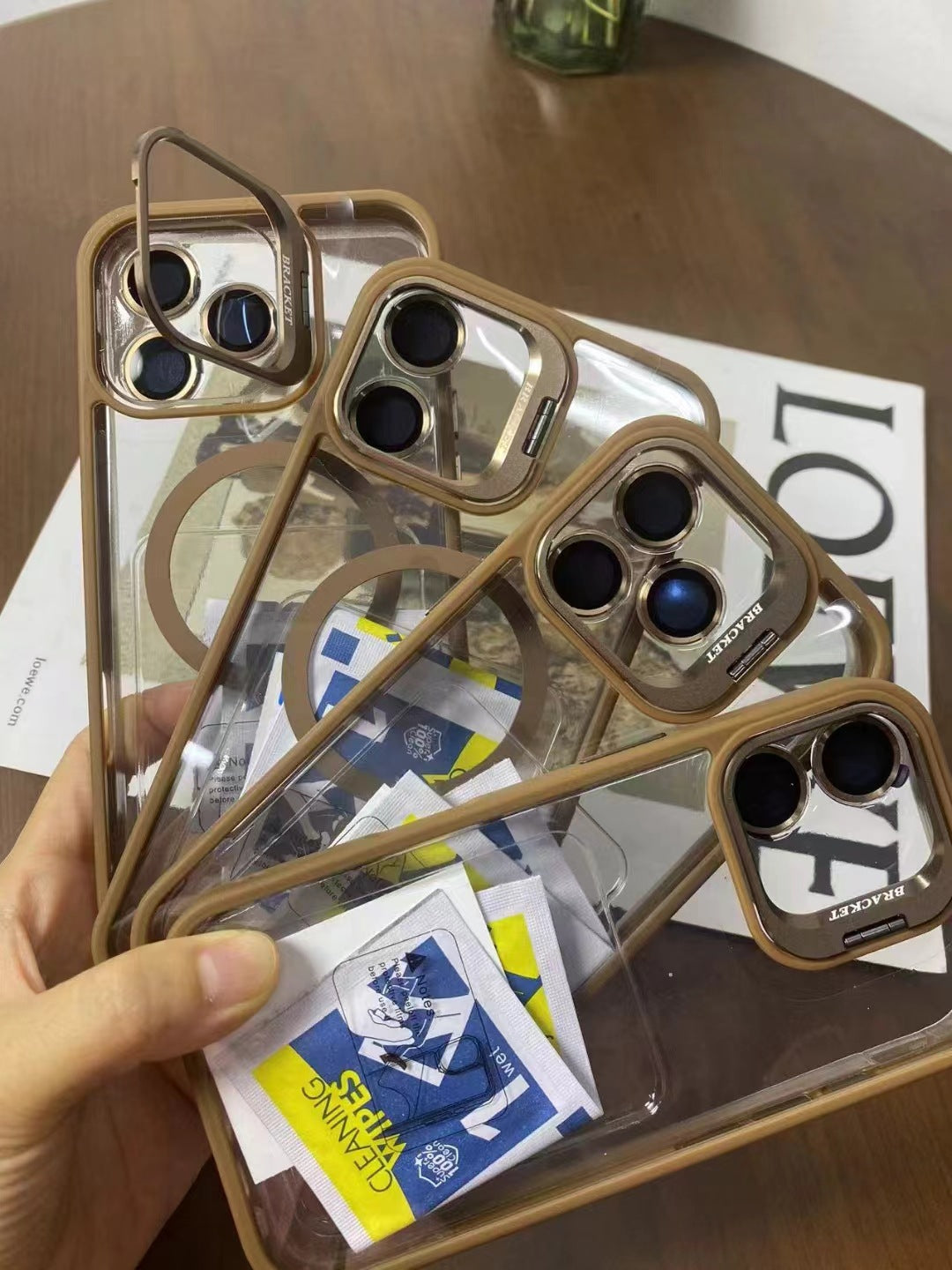 Magnetic Case For iPhone 17 Pro Max 16 15  +Camera Lens Protector & Built-in Metal Camera Ring Stand,Compatible with MagSafe,Shockproof Military-Grade Protection Acrylic Clear Phone Cover