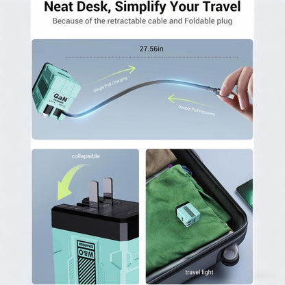 W&O 2pcs 4-in-1 Fast Charging Adapter Compatible with 120W | GaN Technology, Foldable Design, Type-C & Lightning Cables for iPhone, iPad, MacBook