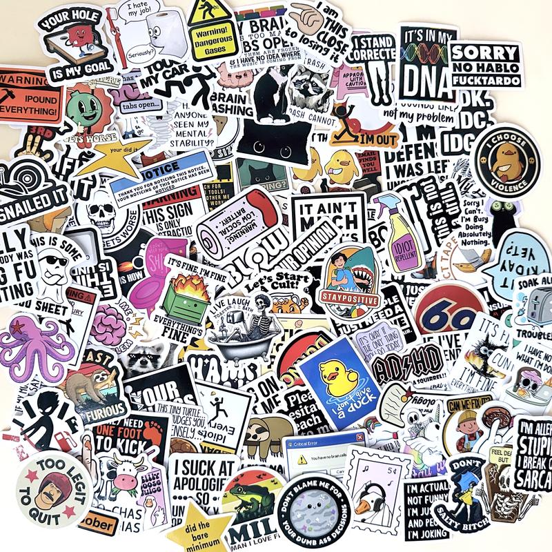 130PCS Funny Saying Sticker Pack - Snarky,