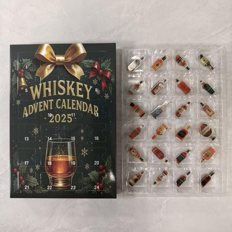 2025 Whiskey Gift Calendar – 24-Day Festive Display Box, No Power Needed