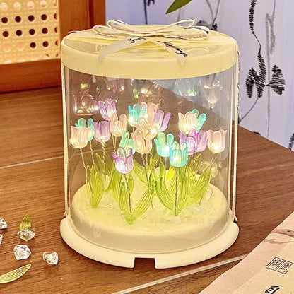 Tulip Mirror Night Light – Handmade Flower Lamp for Bedroom & Gifts